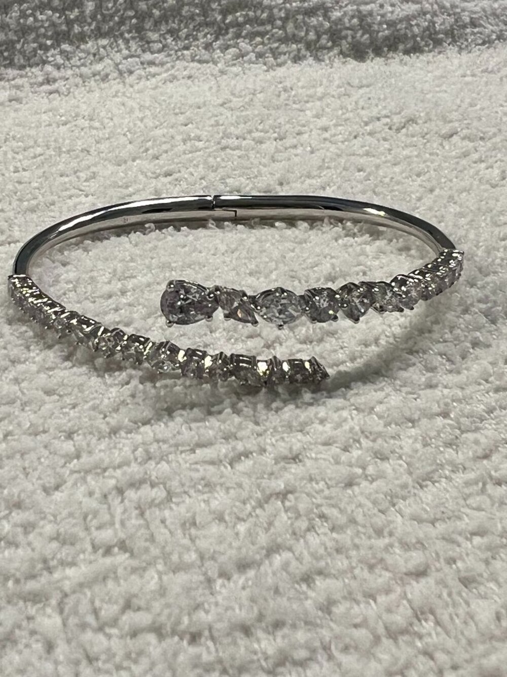 Nadri cubic zirconia bypass bangle/bracelet